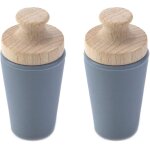 Paquet de 2 bouchons de vin en bois massif, bouchons de bière réutilisables (gris) Paquet de 2 bouchons de vin en bois massif, bouchons de bière réutilisables (gris)