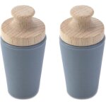 Paquet de 2 bouchons de vin en bois massif, bouchons de bière réutilisables (gris) Paquet de 2 bouchons de vin en bois massif, bouchons de bière réutilisables (gris)