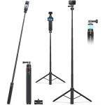 Perche  selfie 160cm avec trpied intgr pour gopro hero 13 / 12 / 11 / 10 / 9 / max, dji osmo 360, ...