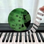 Piano guide lumineux en silicone clavier piano amovible 81 touches noir texte Piano guide lumineux en silicone clavier piano amovible 81 touches noir texte