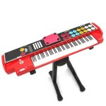 Piano synthetiseur decoration 18 cm rouge sur trepied