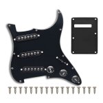 Pickguard prcbl sss 3 micros a simple bobinage vis rglables pour pices de guitare standard , noir ...