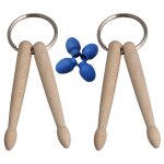 Pi�ce de 2 b�tons de tambour cha�ne porte - cl�s en caoutchouc bleu avec baguette couvre