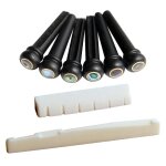 Pices de guitare folk en ebne, broches de pont, chevilles + ecrou de selle, remplacements fendus