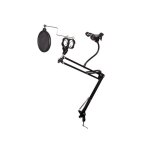 Pied de rtable micro avec filtre anti pop et support smartphone monte sur pentographe