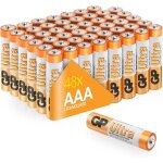 Piles aaa - lot de 48 piles ultrabatteries alcalines aaa lr3 1, 5v - longue dure