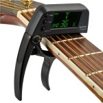 Pince accordeur de guitare - chromatique, ecran lcd rotatif, capo a une main, noir noir Pince accordeur de guitare - chromatique, ecran lcd rotatif, capo a une main, noir noir