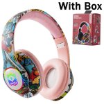 Pink with box casque sans fil bluetooth 5. 1 dj gamer avec micro, lumire led rvb, prise en charge de ...