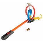 Piste energie hot wheels avec double looping et vhicule rduit  l'echelle 1 / 64 mattelmulticolore