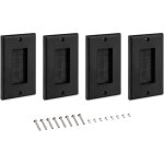 Plaque murale brosse - lot de 4x passe - câble murale sortie connecteur audio vidéo - prise encastrable ... Plaque murale brosse - lot de 4x passe - câble murale sortie connecteur audio vidéo - prise encastrable ...