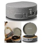 Platine disque vinyle - retro grise - tt - 34 - usb - rca - aux ¿ t�l�commande avec haut - parleurs ...