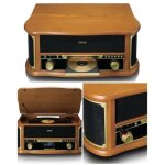 Platine disque vinyle r�tro vintage bluetooth retro bois avec radio - dab + - fm - usb - rca / aux - ...