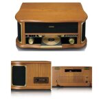 Platine disque vinyle vintage bluetooth retro bois avec radio - fm - usb - rca / aux - t�l�commande - ...