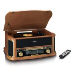 Platine disque vinyle vintage bluetooth retro bois avec radio - fm - usb - rca / aux - t�l�commande - ...