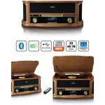 Platine disque vinyle vintage bluetooth retro bois avec radio - fm - usb - rca / aux - t�l�commande - ...