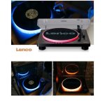 Platine vinyle led rgb en bois noir connexion usb - pc - rca 33 - 45 - 78 tr / min