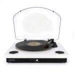 Platine vinyles ledwood round 300 blanche - 33 - 45 - 78 tours avec haut - parleurs st�r�o 2x5w, bluetooth ...