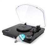 Platine vinyles ledwood round - 300black - 33 - 45 - 78 tours, encodage usb, avec haut - parleurs stro ...
