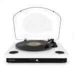 Platine vinyles ledwood round300 blanche - 33 - 45 - 78 tours, encodage sur usb, avec haut - parleurs ...