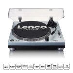 Platine vinyle lenco bleu metal - entrainement direct st�r�o avec encodage usb - pc - 33 / 45 tours