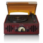 Platine vinyle retro avec haut - parleurs integres noyer