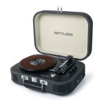 Platine vinyle st�r�o noire 33 / 45 / 78 tours avec enceintes int�gr�es - usb / sd / aux - prise casque ...