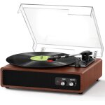 Platine vinyle, tourne disque vinyle bluetooth avec emetteur pour enceintes, portable avec 3 vitesses ...
