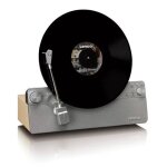 Platine vinyle verticale r�tro vintage grise ¿ tourne - disque - bluetooth 5. 3 - platine vinyle