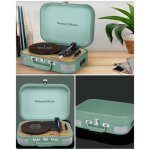 Platine vinyle vintage r�tro - verte - bluetooth - usb - 33 / 45 / 78 tours