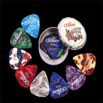 Plectres de guitare acoustique en cellulose, 20 pices, fins et moyens, colors, dans une mini bote ...
