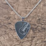 Plectres de guitare avec collier en argent, 6 types de plectres de guitare avec cha�ne en acier inoxydable, ...