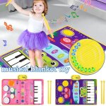 Polymres musicaux pour enfants, clavier de piano et batterie, 2 baguettes, contrle du volume rglable, ...
