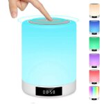 Portable rechargeable touch bedside lamp bluetooth music speaker table lamp fm radio alarm clock led ...