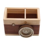 Porte stylo rtro en forme d'appareil photo, double couche en bois, cadeau original, papeterie d'apprentissage ...