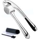 Presse a ail premium, hachoir a lail set de 3 avec eplucheur a rouleaux de silicone et brosse de nettoyage ...