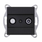 Prise finale tv sat - exen - noir m�tallique - m�canisme sans cadre - r�sistant aux uv - encastr�