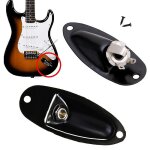 Prise de plaque jack de sortie dâ¿entrée de bateau noire avec vis pour guitare fender strat Prise de plaque jack de sortie dâ¿entrée de bateau noire avec vis pour guitare fender strat