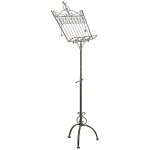 Pupitre sur pied en fer forg, finition blanche patine l46xpr32x139 cm