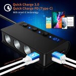 Qc 3. 0 chargeur voiture usb multiprise allume cigare 3 voies 180w, pd type - c port 18w allume - cigare ...