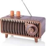 Radio bluetooth r�tro, en bois de noyer, avec radio fm vintage, 20w enceinte portable avec fonction lecteur ...