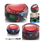 Radio fm portable lecteur cd / mp3 / usb / bluetooth avec clairage led rouge