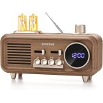 Radio fm portable vintage avec horloge, haut - parleur bluetooth rétro avec 2 lumières chaudes, affichage ... Radio fm portable vintage avec horloge, haut - parleur bluetooth rétro avec 2 lumières chaudes, affichage ...
