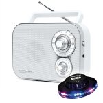 Radio portable m - 051 - rw - coloris blanc - antenne fm pivotante - vol. marche / arr�t rotatif - poign�e ...