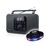 Radio portable m - 091 - r - fonctions heure rveil sommeil, lumire ovni - antenne fm pivotante rveil ...