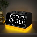 Radio reveil digital avec double alarme, rveil numrique chiffre color avec radio fm et 2 ports de ...