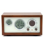 Radio rveil rtro multifonction en bois avec thermomtre et fm pour maison yonis