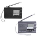 R�cepteur radio r�veil num�rique mini fm mw sw portable, gris