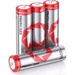 Rechargeables piles aa (lot de 4), 3 ampres dcharge de pointe leve 3600mwh double a pile 1, 5v lithium ...