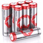 Rechargeables piles aa (lot de 8), 3 ampres dcharge de pointe leve 3600mwh double a pile 1, 5v lithium ...