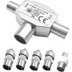 R�partiteur d'antenne tv 2 voies r�partiteur coaxial 1 vers 2 c�ble satellite avec adaptateur d'antenne ...